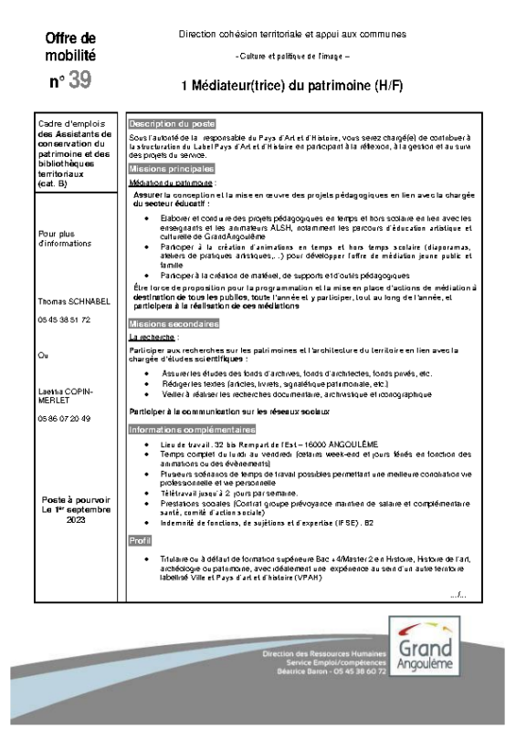 39 – Offres de mobilité Interne