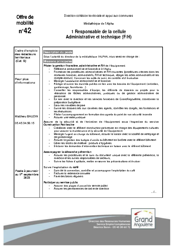 42 – Offres de mobilité Interne