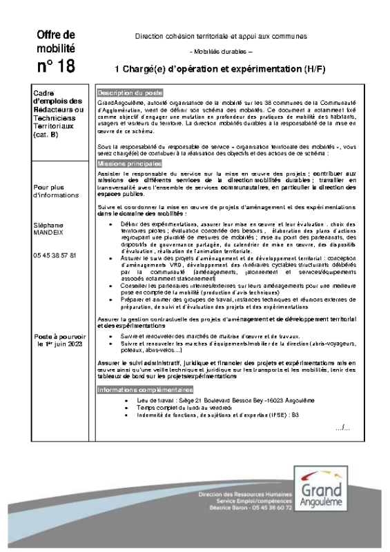 18 – Offres de mobilité interne