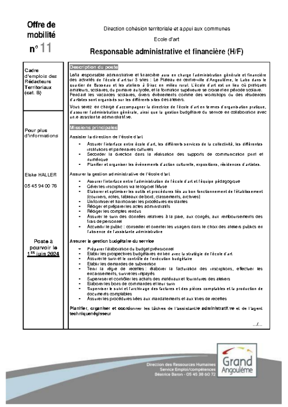 11 – Offres de mobilité Interne