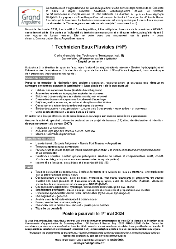 offre n°13 – Technicien eaux pluviales