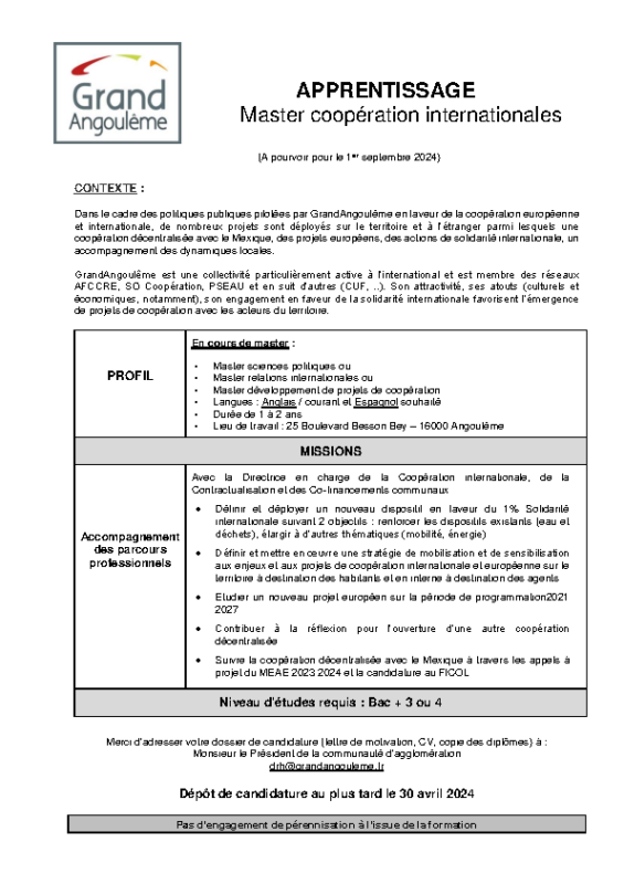 apprenti Coopération intern