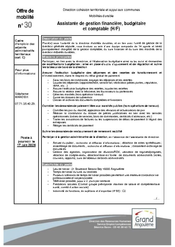 30 – Offres de mobilité Interne