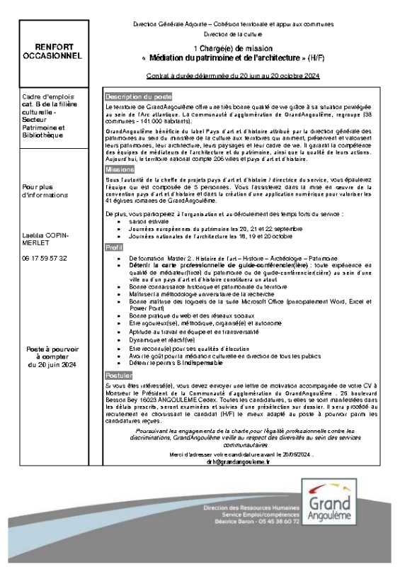 Annonce Renfort PAH – 4 mois