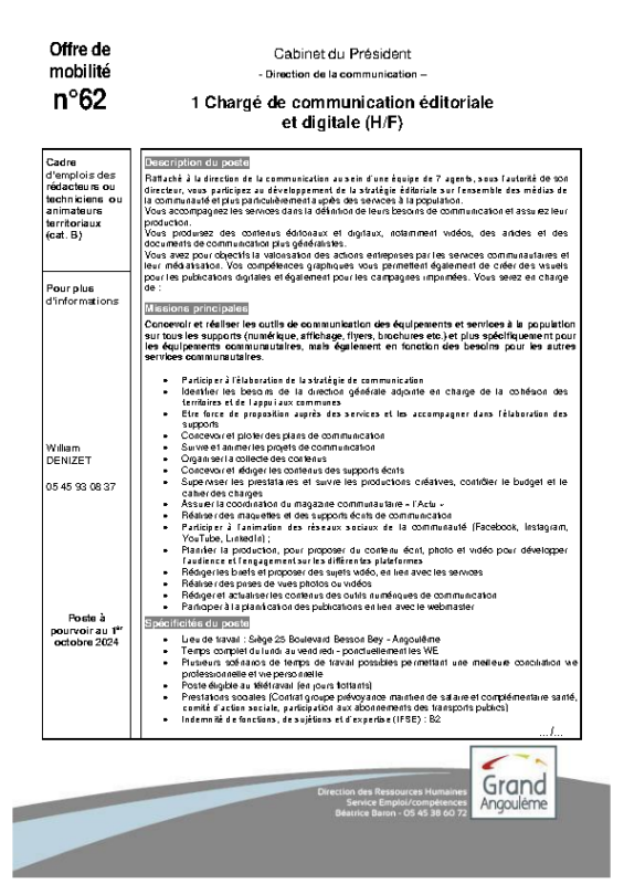 62 – Offre de mobilitè Interne
