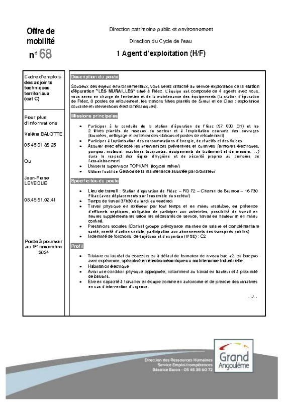 68 – Offre de mobilité interne